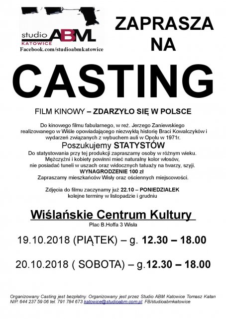 Plakat promujący casting