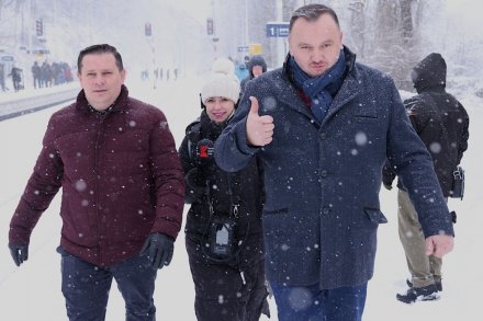 Marszałek i burmistrz po przyjeździe do Wisły