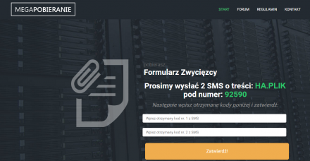 Aby otrzymać formularz system namawia do wysłania sms, poprzez co zapiszemy się do płatnej usługi