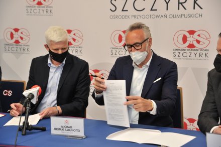 Uroczyste podpisanie umowy na budowę systemu naśnieżania na trasach Kubalonki