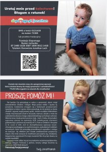 Ulotka informacyjna o pomocy dla Jonathana Lacha
