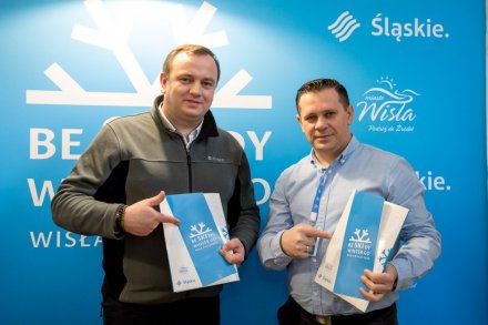 Konferencja prasowa - burmistrz Tomasz Bujok i marszałek Jakub Chełstowski - fot. Tomasz Żak/UMWŚ