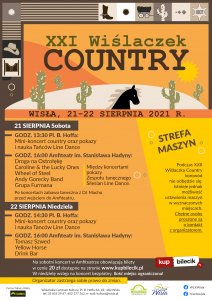 Plakat z programem XXI Wiślaczek Country
