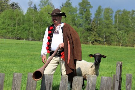 Stanisław Cieślar z trombitą