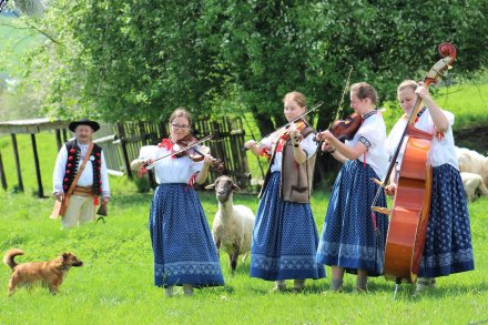 Kapela góralska Wisła podczas nagrań