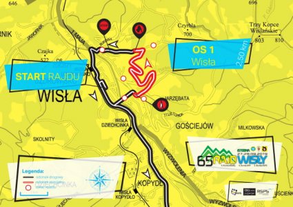 Mapa z zaznaczeniem zamkniętych odcinków