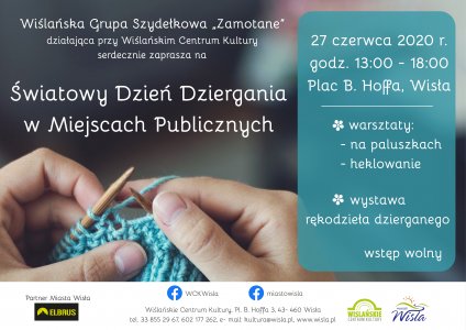 Plakat "Światowy Dzień Dziergania w Miejscach Publicznych"