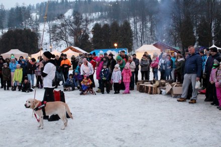 Pokaz umiejętności psów ratowników przyciągnął uwagę wielu osób