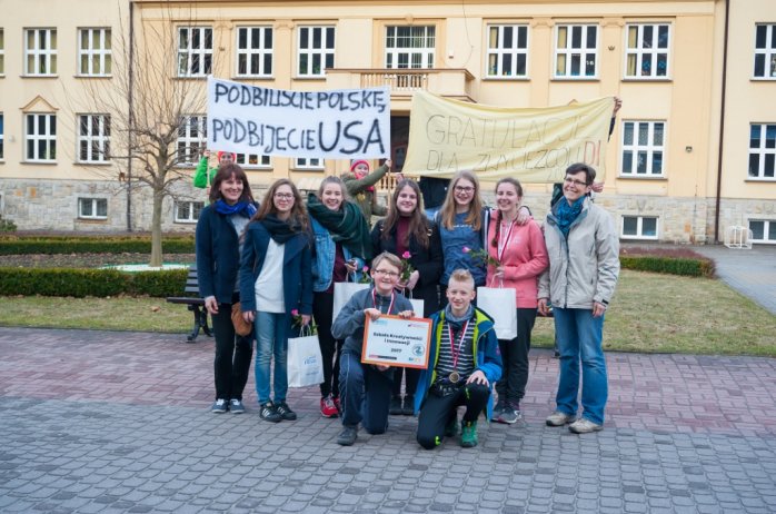 Grupa z Gimnazjum nr 1 - zwycięzcy Olimpiady Kreatywności w Polsce