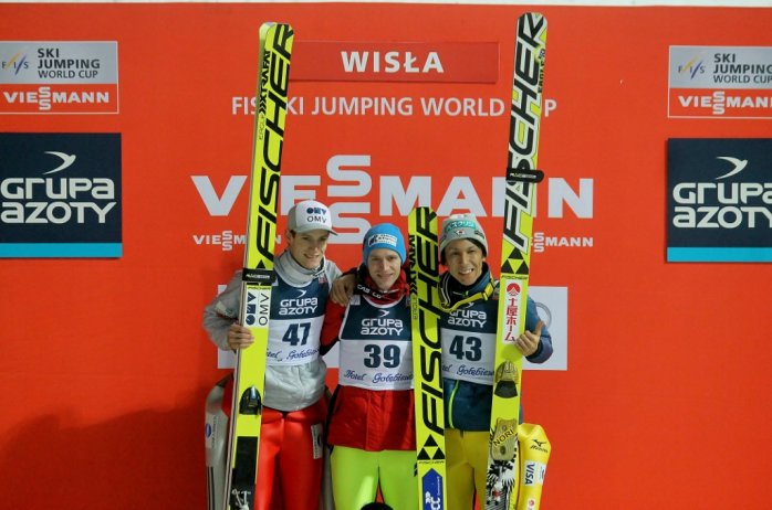 Kenneth Gangnes, Roman Koudelka i Noriaki Kasai na podium