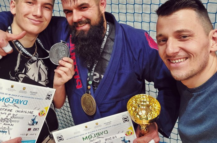 Bartosz Baczyński, Tomasz Fiedor z trenerem Jakubem Matusznym