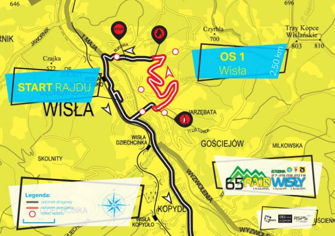 Mapa z zaznaczeniem zamkniętych odcinków