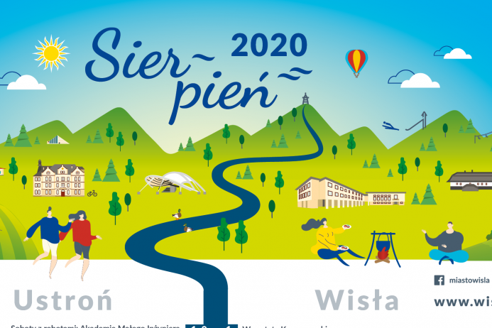 Plakat imprez na sierpień wizytówka