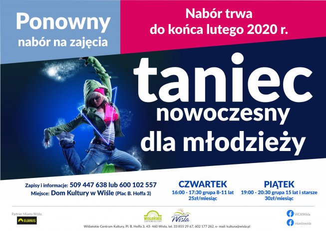 Plakat dot. zajęć z tańca nowoczesnego