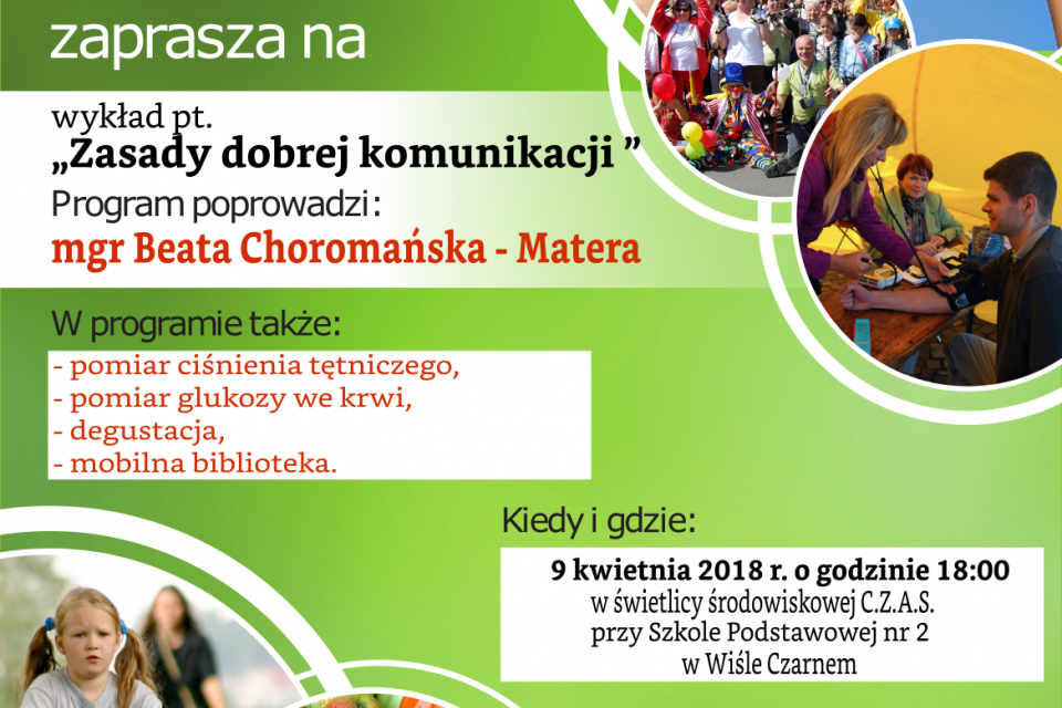 Plakat promujący spotkanie Klubu Zdrowia