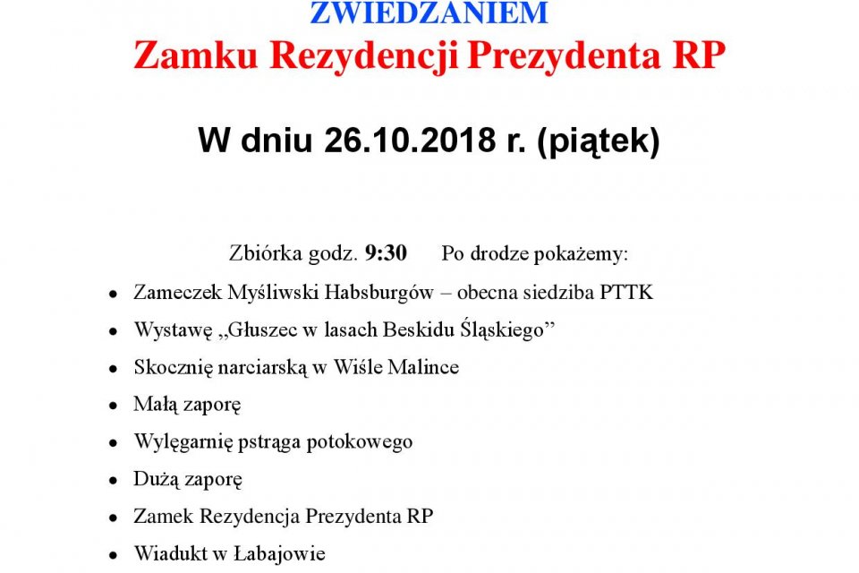 Plakat promujący wycieczkę