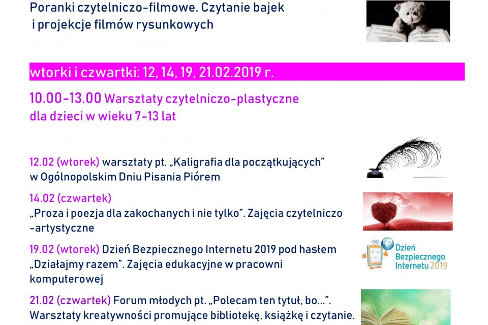 Plakat promujący Ferie w Bibliotece