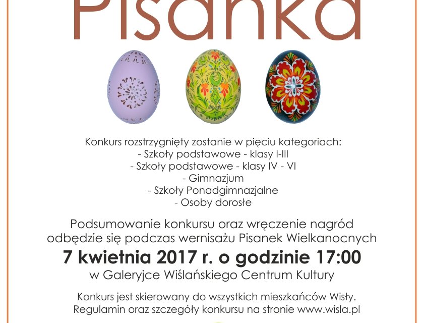 Plakat dotyczący konkursu "Najpiękniejsza Wielkanocna Pisanka"