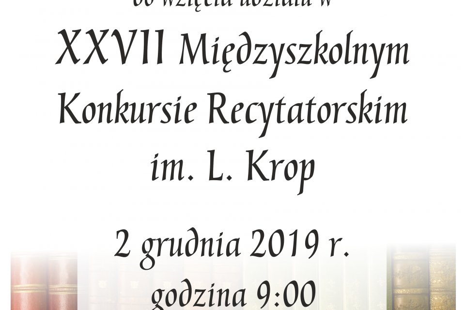 Plakat dotyczący konkursu recytatorskiego