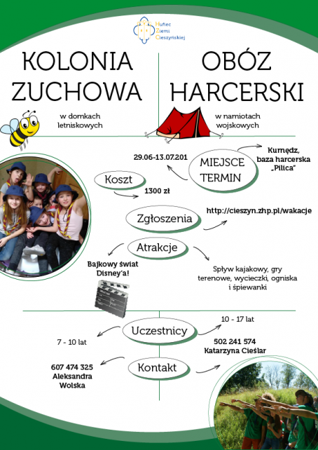 Plakat promujący obóz harcerski