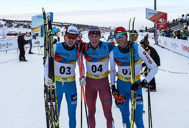 Trójka najlepszych dwuboistów Uniwersjady w Ałmatach